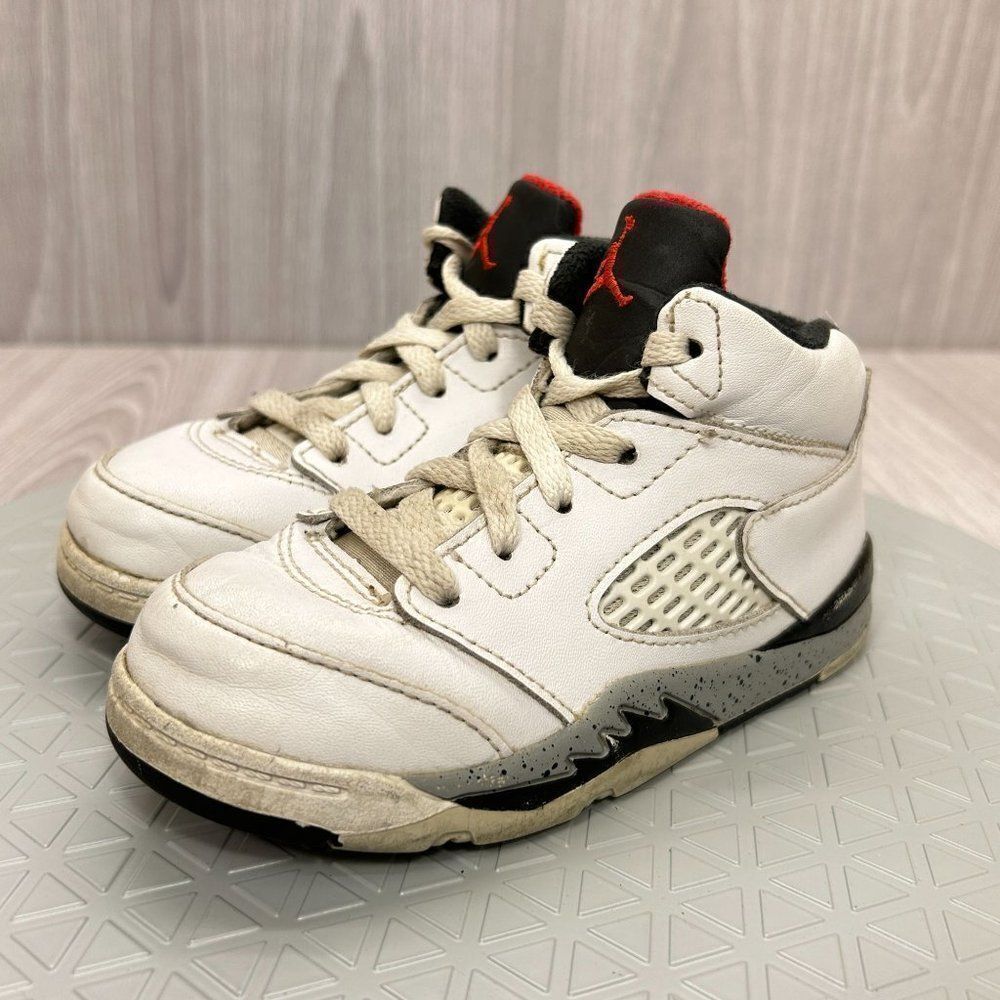 Nike Air Jordan 5 Retro TD White Cement Toddler Sneakers Shoes 440890-104 Sz 8C - Picture 7 of 12